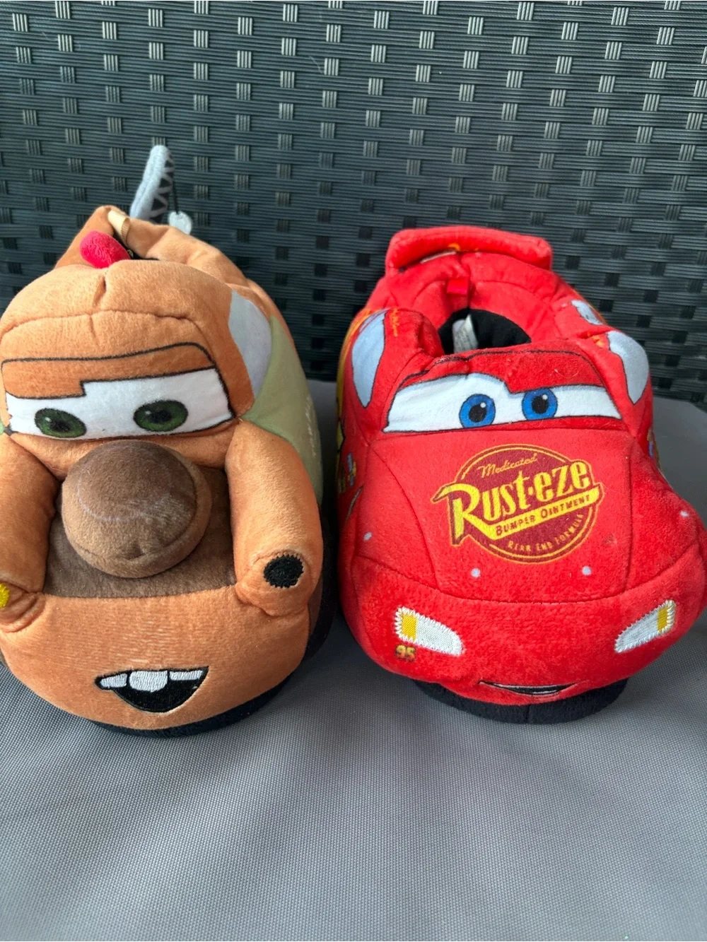 Cars Lightning McQueen & Mater Plush Kids Slippers - Red & Brown